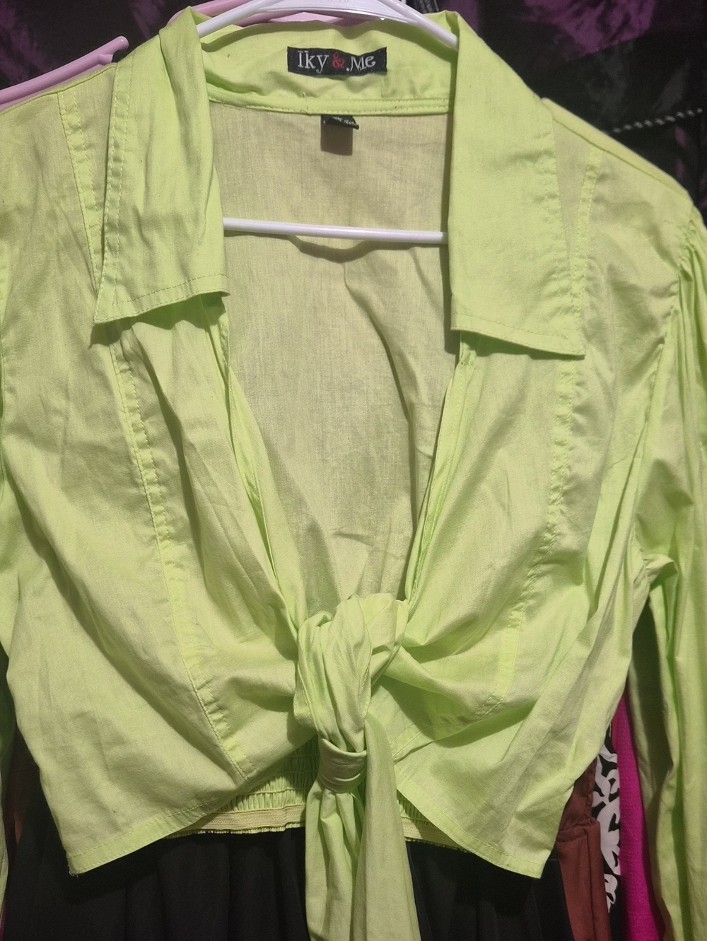 Lime Tie-Front Crop Top
